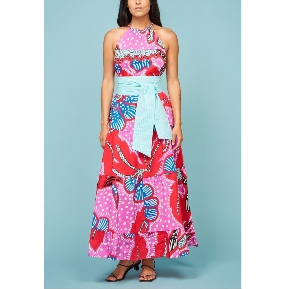 RHODE Maxi Floral Julia Sleeveless Tiered Dress